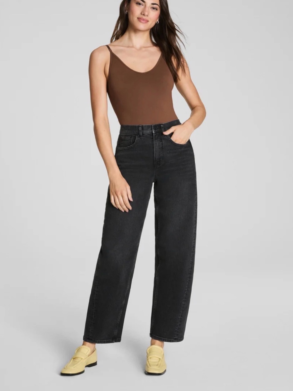 Spanx SPANXshape Authentic 360 Barrel Leg Jeans Carbon Size Large Tall